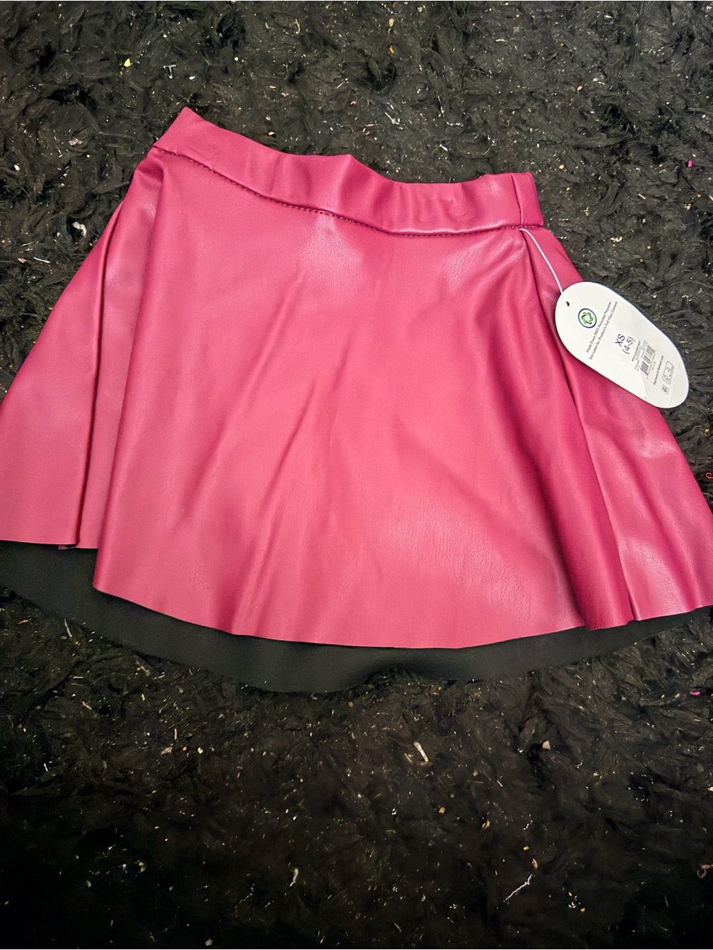Pink Faux Leather Skirt - Flared Mini